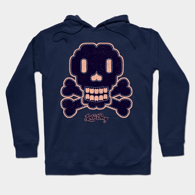 SKULL PATCH by Lobo Tomy (navy edition) Hoodie by boozecruisecrew